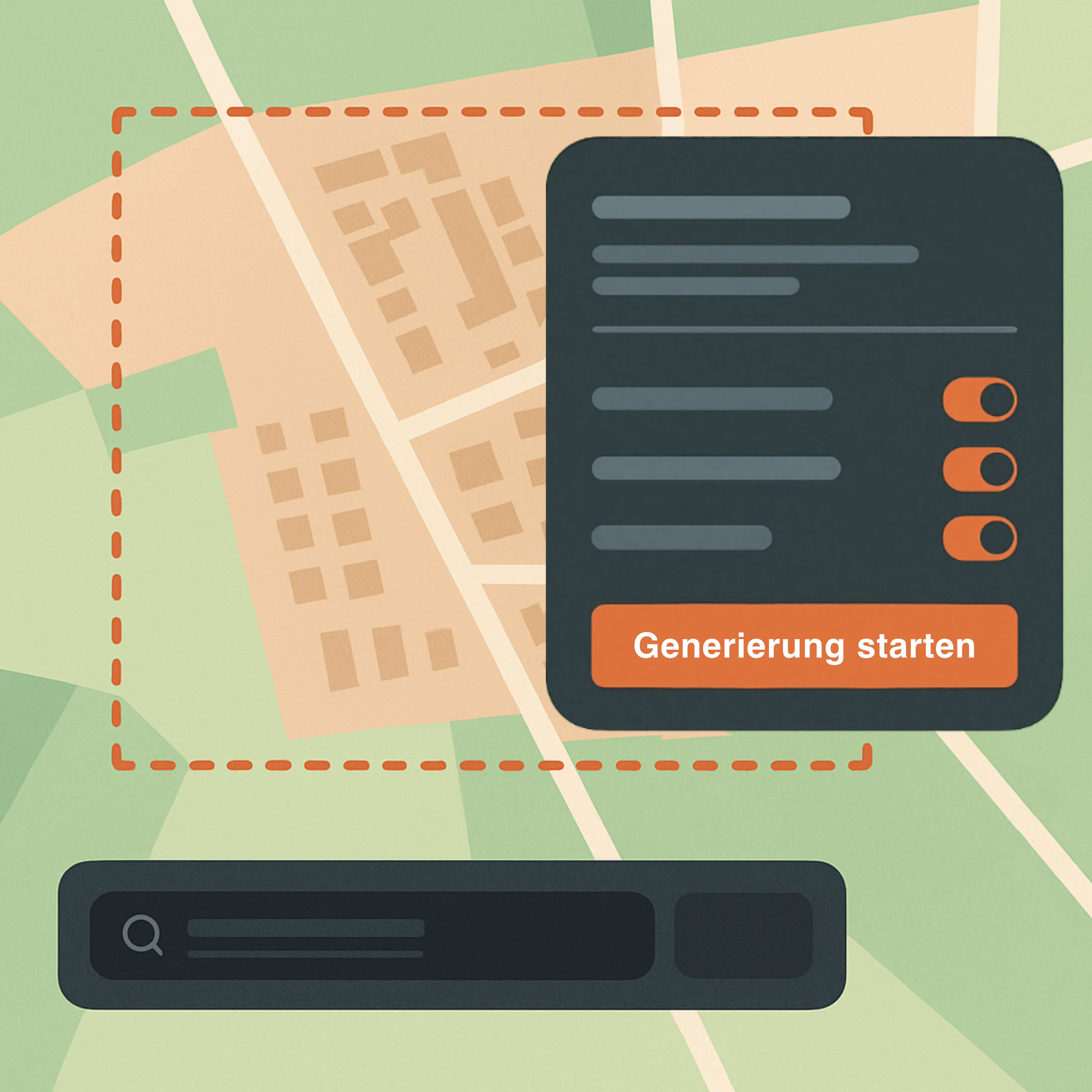 Screenshot der Lageplaner Benutzeroberfläche mit Kartenausschnitt